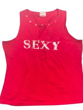 Vintage y2k early 2000s Sleeveless Rhinestone 'SEXY' Tank Top